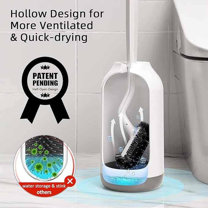 HAMITOR Toilet Bowl Brush Holder Set: Curved Bristle - Image 4