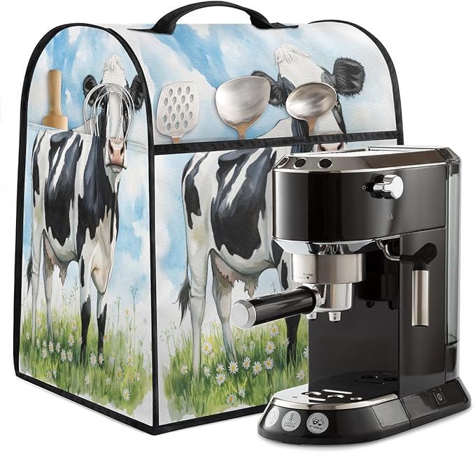 Kitchen Aid Mixer Cover Flower Animal Cow Stand Mixer Cover Compatible with 6-8 Quarts Stand Mixers, Dust Covers with Zipper Pocket Foldable Washable Kitchen Aid Organizer Bag