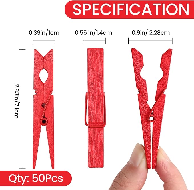 50PCS Colored Wooden Clothespins 2.9 Inch Color Clothes Pins - Image 7