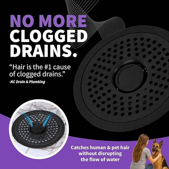 ShowerShroom Ultra Matte Black Hair Catcher, Stainless Steel Drain Protector - Image 5