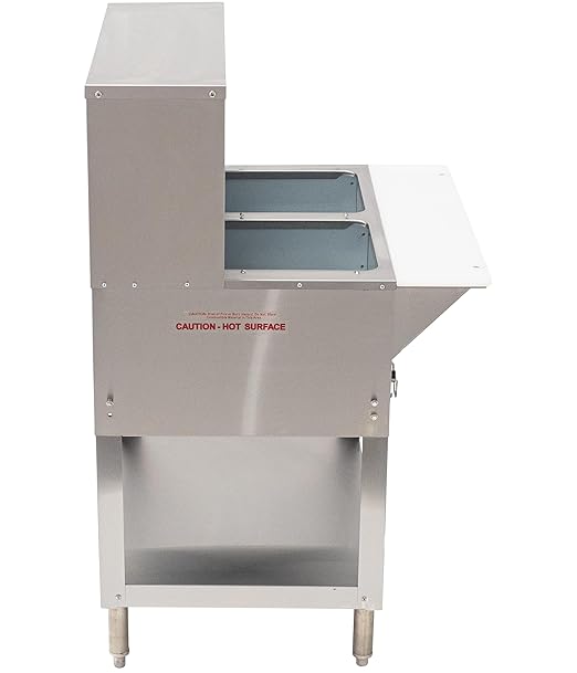 Kratos Commercial Electric Steam Table/Hot Food Table with Overshelf and Sneeze Guard, 2 Wells, Stainless Steel, Stationary, NSF, 120V (28W-191)
