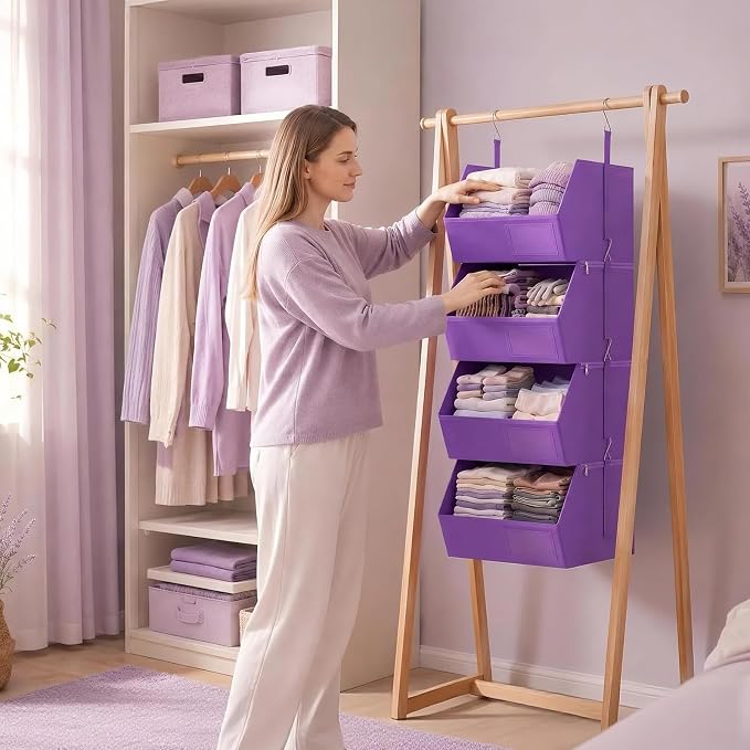 Hanging Closet Organizer, Detachable Hanging Storage Shelves | Reinforced Side - Image 8