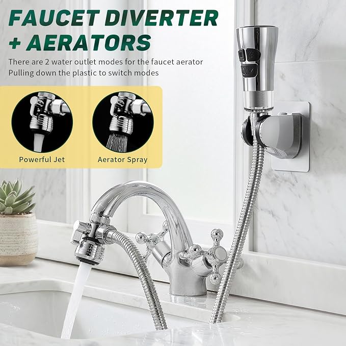 CECEFIN Kitchen Faucet Hose Attachment, 4-Mode ON/Off Spray Head w/Filter | - Image 4