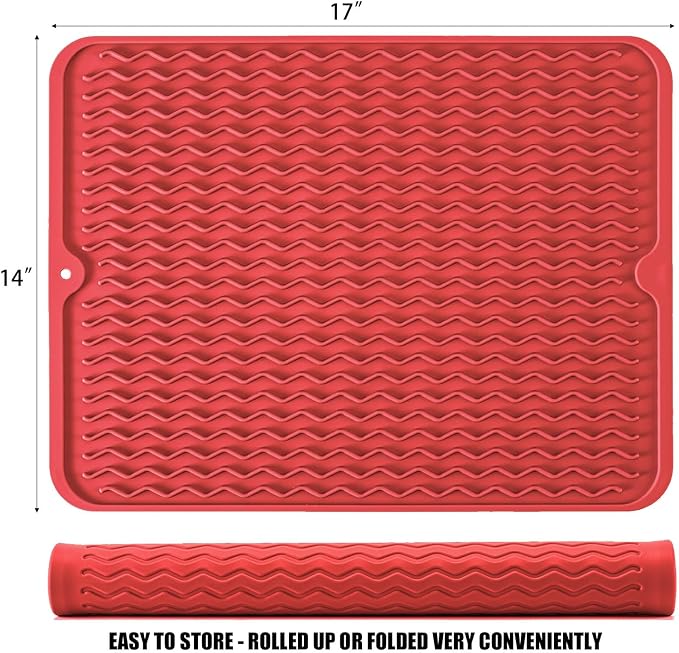Silicone Dish Drying Mat, Non-Slip Easy Clean Sink Mat, Large Heat-resistant - Image 2