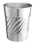Monarch Abode Metal Bathroom Trash Can – Waste Basket for Bedroom, Office Desk, & Dorm, Handcrafted Wave Embossed, Durable Decorative Nickel Chrome Small Trash Can Bathroom Garbage Bin Wastebasket