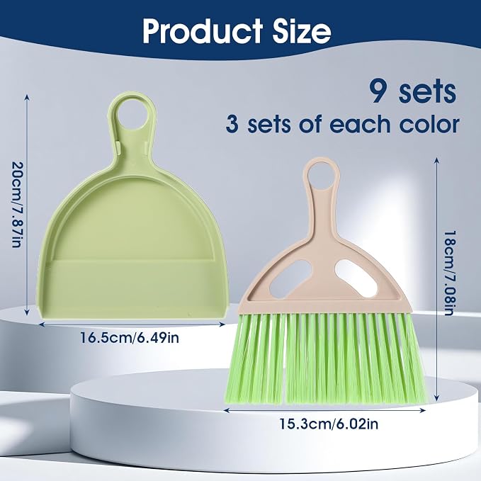 9 Pack Mini Dust Pan and Brush Set, Small Hand Broom and Dustpan Set - Image 2
