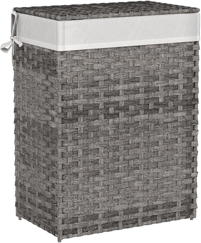 SONGMICS Laundry Hamper with Lid, 23.8 Gal Synthetic Rattan - Image 4