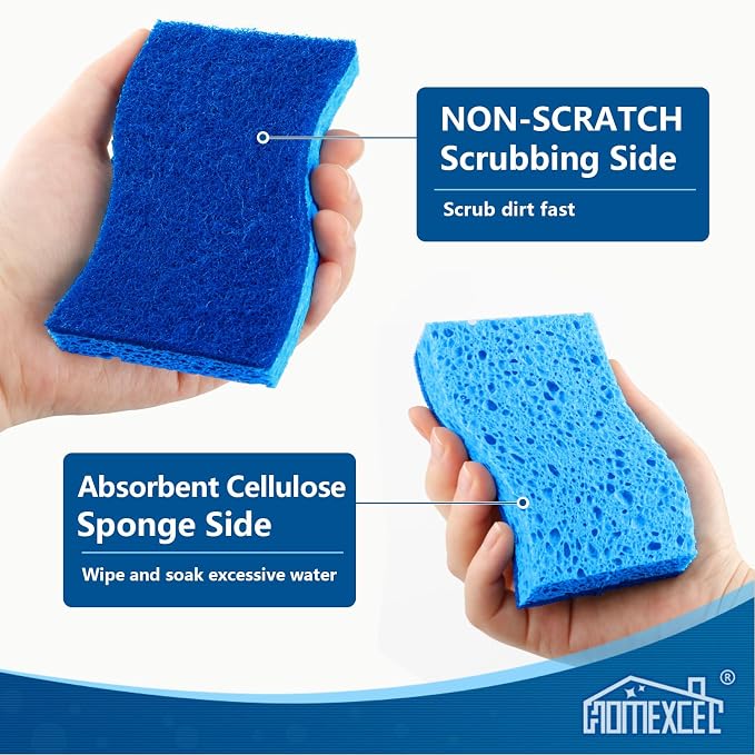 HOMEXCEL Sponges Kitchen 24 Pack, Non Scratch Scrub Dish Sponge, S- Blue | Dual - Image 2