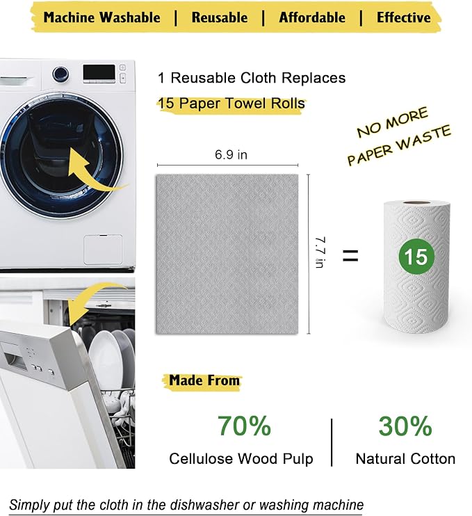 MoLKENE Swedish Dishcloths for Kitchen, 6 Pack Reusable Paper Towels, Absorbent - Image 4