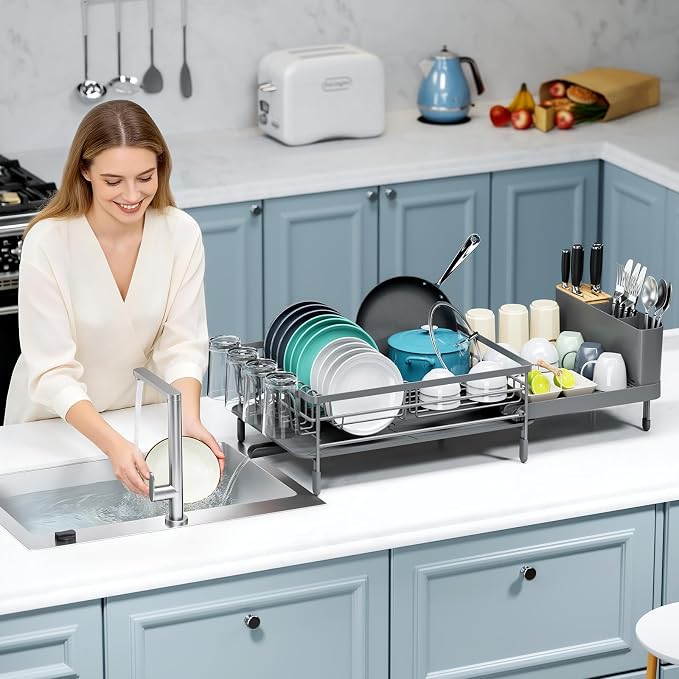 Urackify Extendable Dish Drying Rack, 18.5"-26.7" L x 12.7" W - Image 9