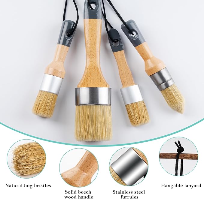 Mister Rui Chalk Wax Paint Brush 4 pcs, Large Wax Brush - Image 4