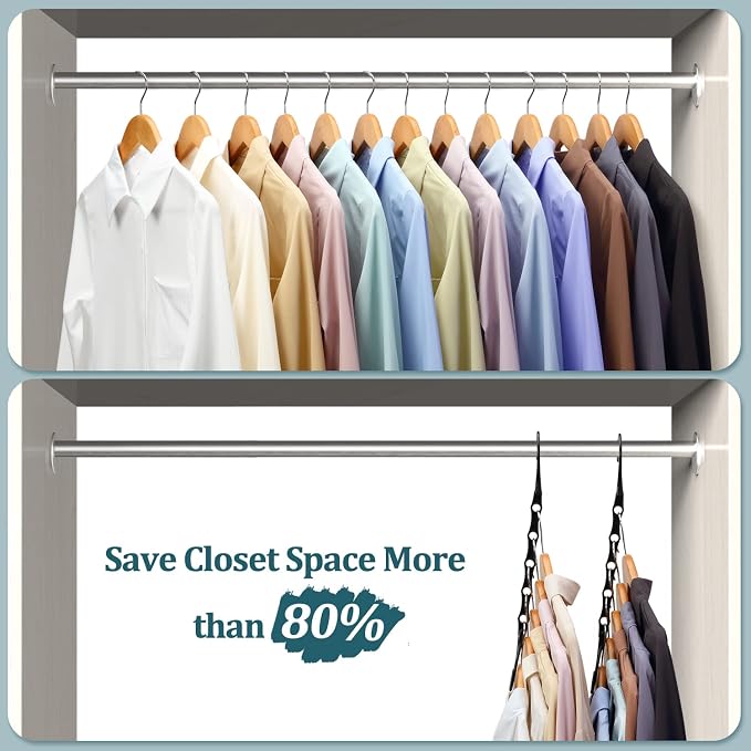 AMKUFO 6 Pack-Closet-Organizers-and-Storage, Space-Saving-Hangers Black | - Image 2