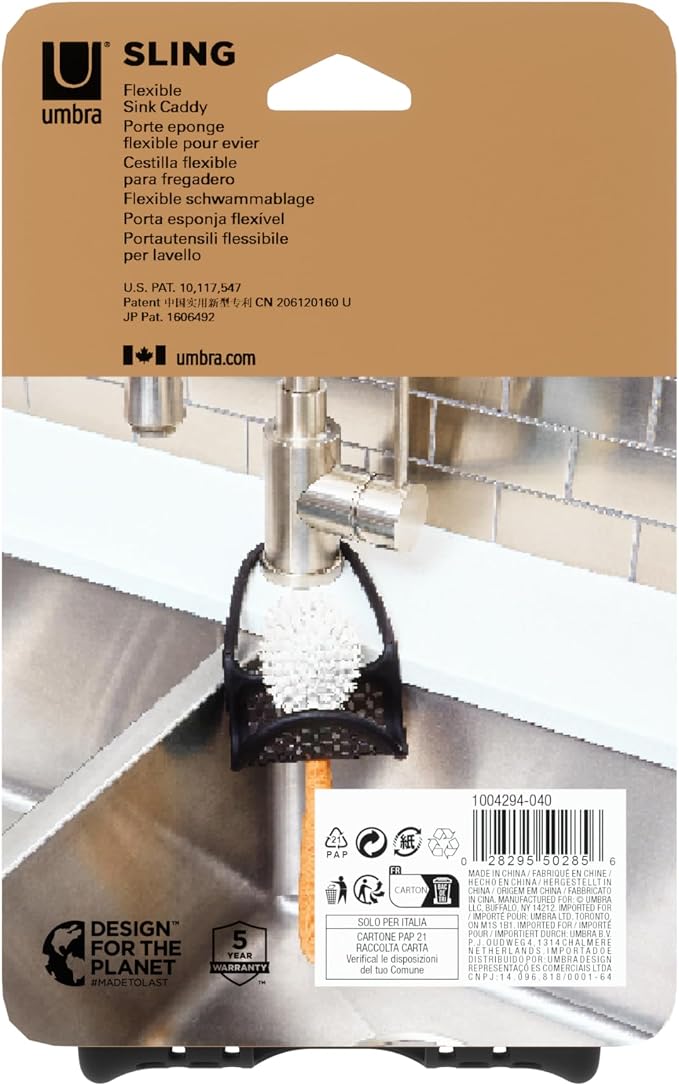 Umbra Sling Flexible Sink Caddy, Elastic Non-Slip Sponge Holder - Image 9