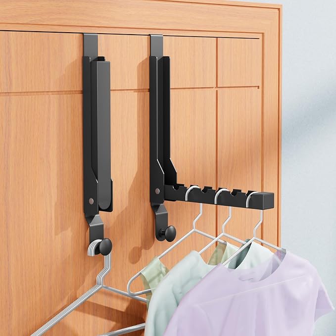 4 Pack Over The Door Hanger Folding Clothes Drying Rack, Folding Hanging Coat - Image 2