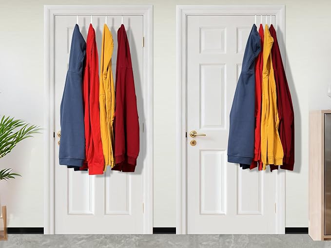 Single Over Door Steel Hooks 6 Pack Fit 1-3/8" Door 5.5" White | Plastic Coated - Image 9