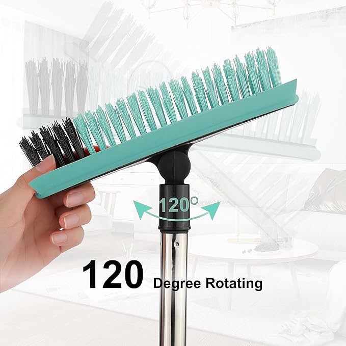 Grout Cleaner Brush with Long Handle, V-Shaped Floor Scrub Brush Swivel Grout - Image 7