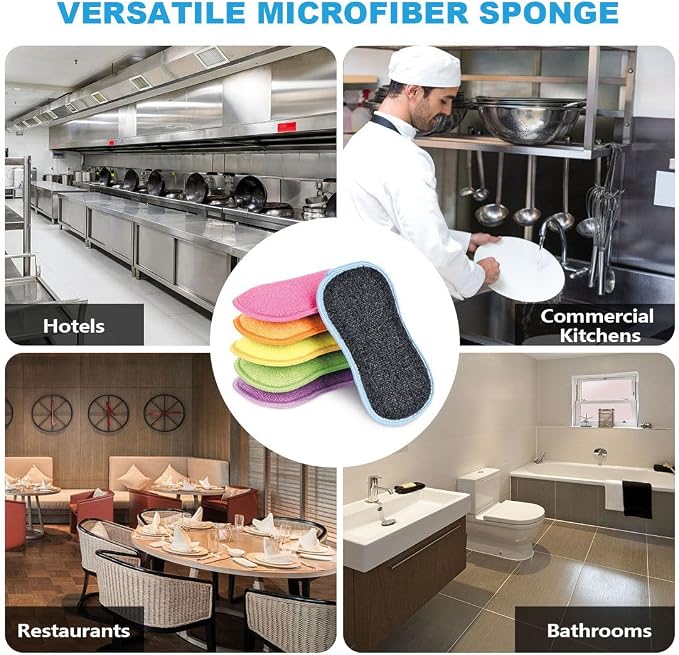 HOMEXCEL Dish Sponge 6 Pack, Microfiber Kitchen Sponges - Image 7