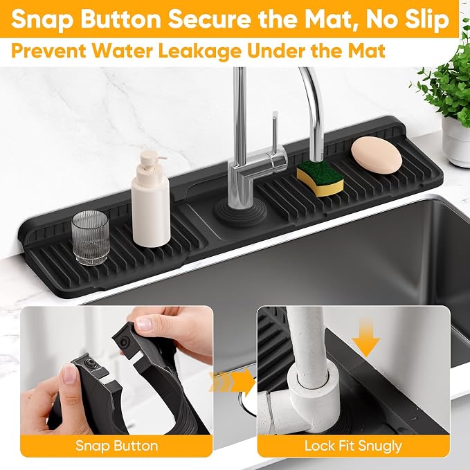 24'' Longer Faucet Mat for Kitchen Sink Splash GuardKitchen Sink Faucet Mat - Image 4
