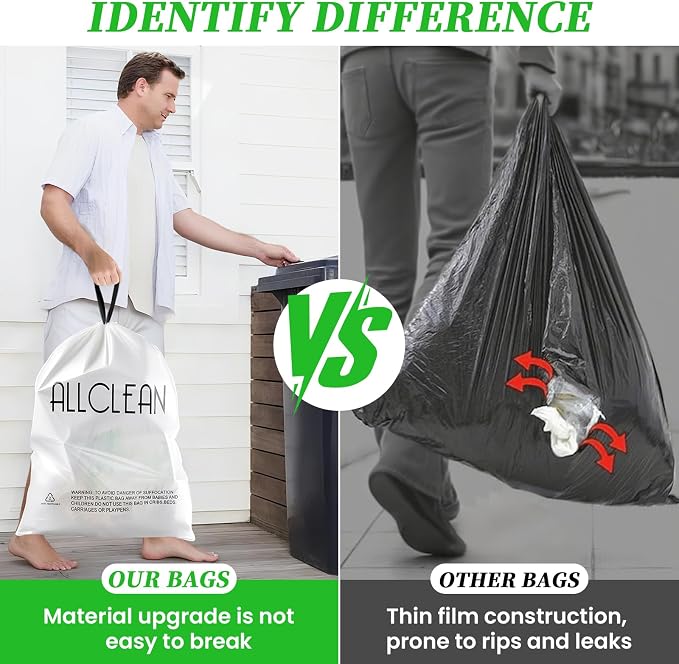 Trash Bags 15 Gallon Tall Kitchen Drawstring Garbage Bag Fit 13-15 Gal Bins | - Image 4