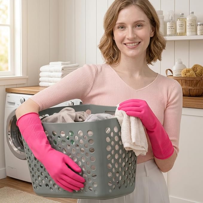 Rubber Dishwashing Gloves, Reusable Cleaning Dish Gloves - Image 4