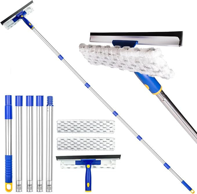 86.6" Window Squeegee Cleaner, 2 in 1 Window Cleaning Tool Kit, Shower Squeegee by ITTAHO