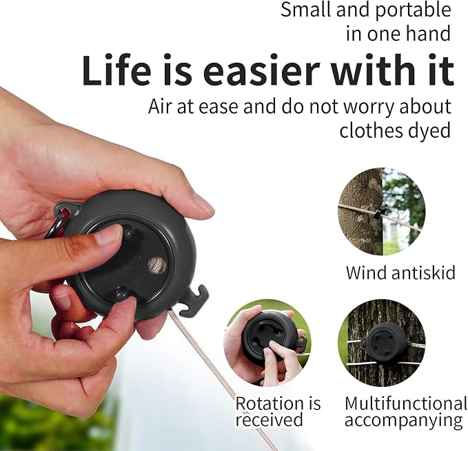 Portable Travel Clothesline Cord, Adjustable 33ft Camping Clothes line - Image 3