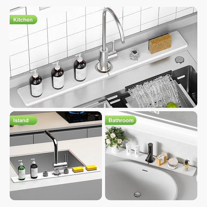Premium Stone Faucet Mat for Kitchen Sink, Sink Splash Guard Tray for Prevents - Image 8