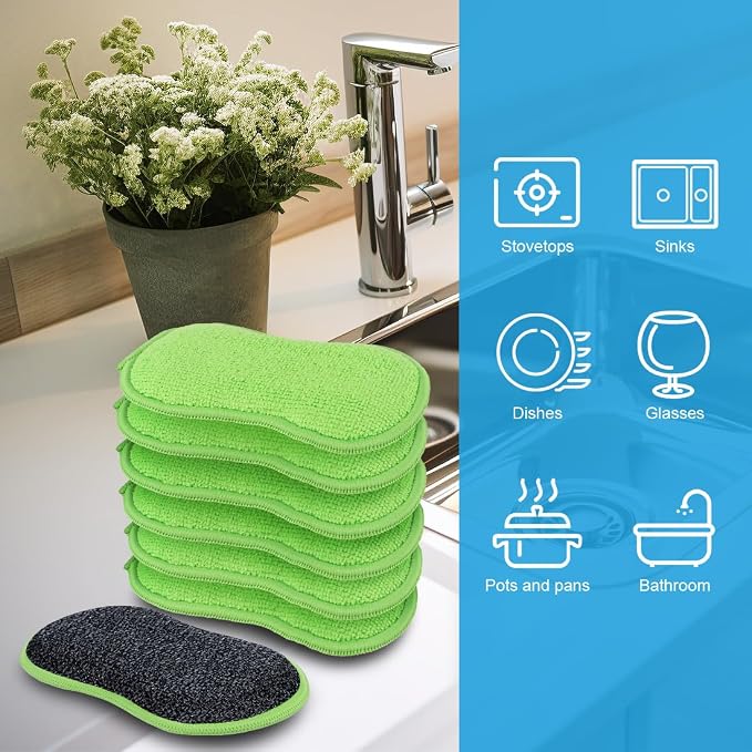 HOMEXCEL Dish Sponge 12 PK, Microfiber Kitchen Sponges - Image 3