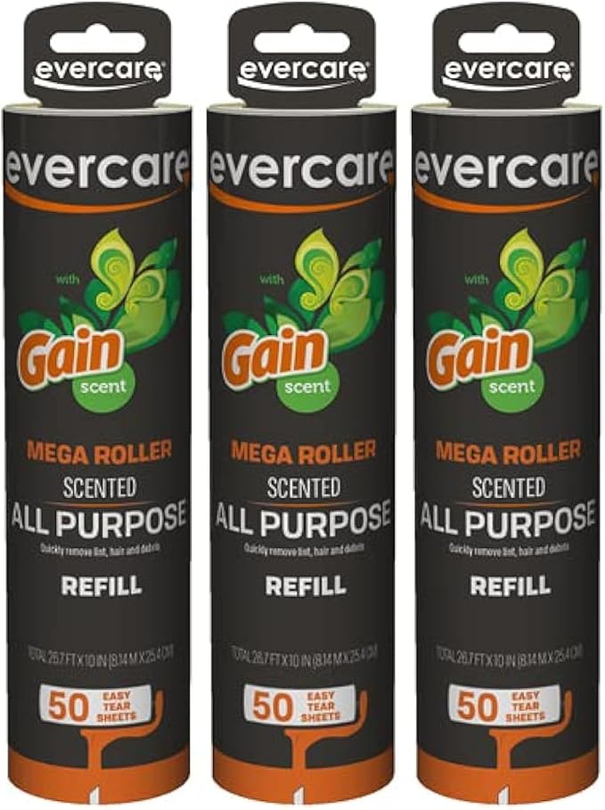 Evercare Pack of 3 Gain Scented All-Purpose Mega Lint Roller Refill Rolls by Evercare