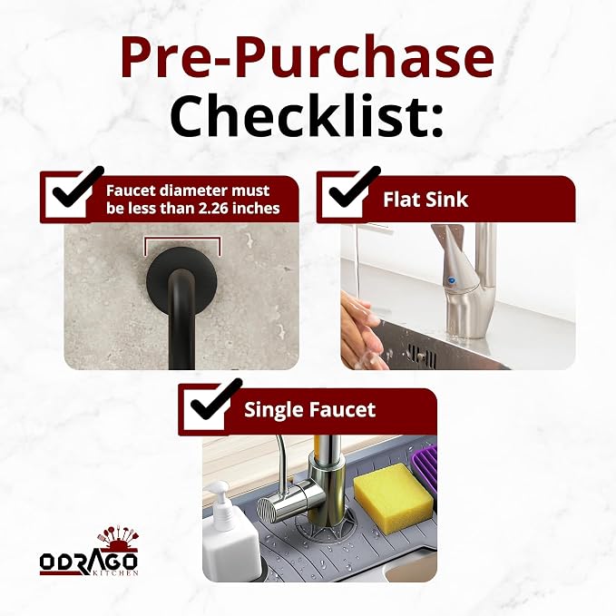 Odrago Silicone Faucet Mat, Countertop and Kitchen Sink Splash Guard, Anti-Slip - Image 6