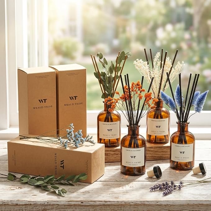 Flower Reed Diffuser Set Eucalyptus & Lavender Scent - Image 4
