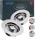 Sink Drain Strainer,Stainless Steel 3-in-1 Pop-up Sink Stopper with Sealing Ring, Anti-Clog & Odor-Proof Drain Filter, Fits 3-1/2 Inch Sink Drain Holes, Easy Installation-2pc