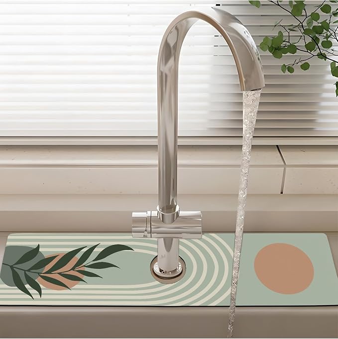 Patterned Sink Faucet Mat Kitchen Splash Guard Super Absorbent Drying Mat - Image 2