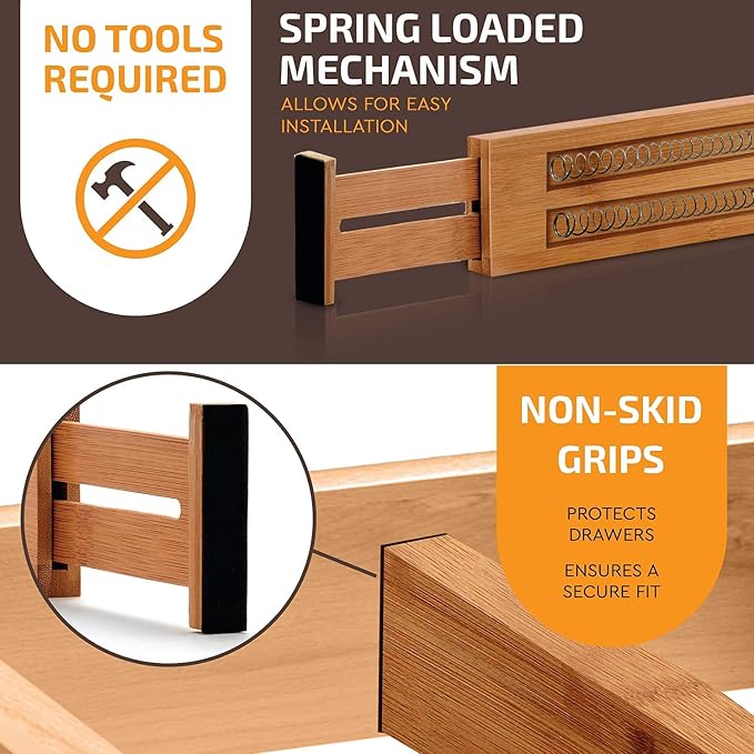 6-Pack Drawer Dividers 2.6-Inch High Dresser Drawer Organizer 16 to 22 Inch | - Image 4