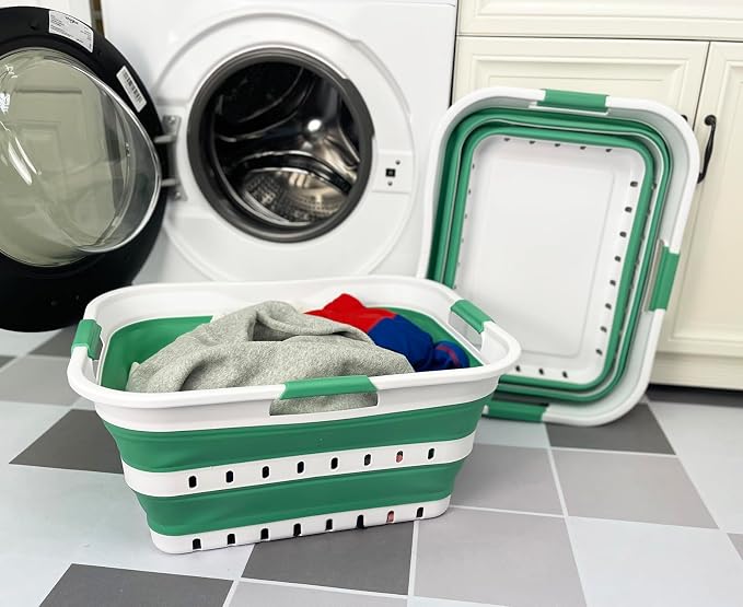 SAMMART 42 Collapsible Plastic Laundry Basket, Foldable Pop Up Storage - Image 2