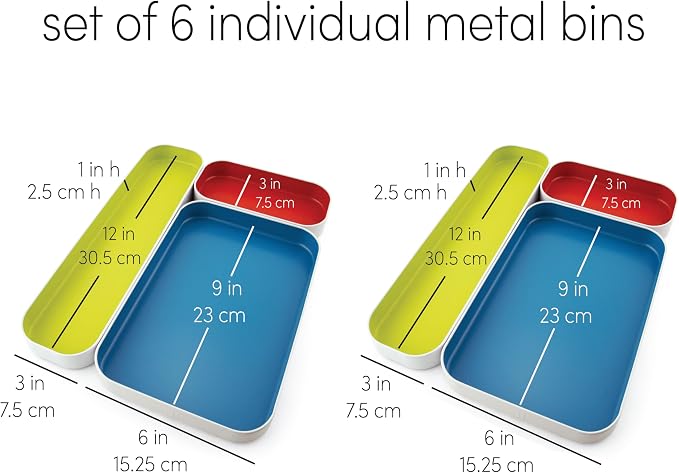 Three by Three Seattle Metal Drawer Organizer Tray Set, 6-Pc | Colorful - Image 3