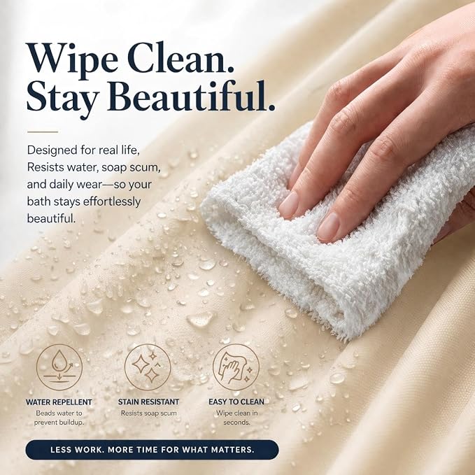 EHZNZIE Beige Shower Curtain Liner 72x72, PEVA Waterproof Bath Curtain - Image 4