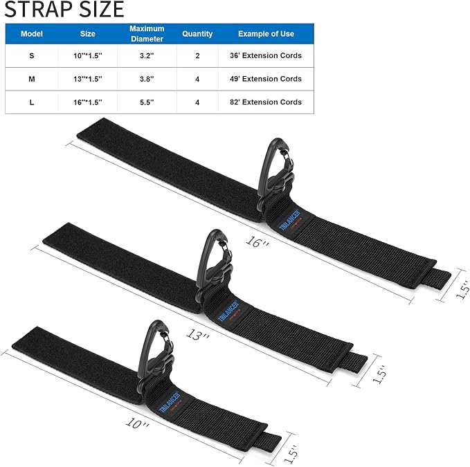 Trilancer Heavy Duty Storage Straps, Cord Organizer and Hanger | Hook-and-Loop - Image 2