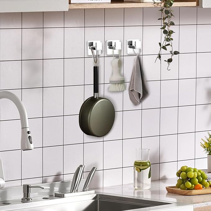 IBosins 4-Pack Towel Hooks Hand Towel Holder Robe Hanger Polished Chrome | - Image 5