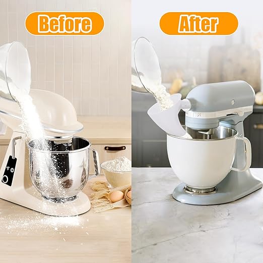 Flour Funnel for Kitchen Aid Mixer: Flour Funnel Stand Mixer Attachment for Kitchen Aid Artisan Ksm150 5-Quart Tilt-Head Stand Mixers, Enables Guided Pouring for Both Flour and Egg Liquid