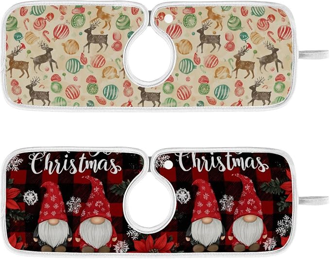 Checkered Christmas Gnomes Vintage Elk Sink Mat - Image 2