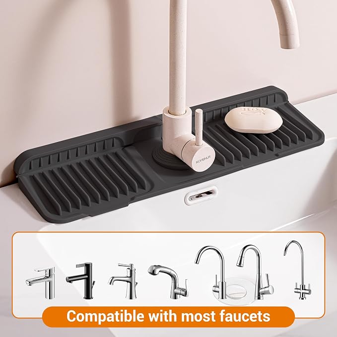 ZJWZLG Faucet Mat for Kitchen Sink, 17.7"X5.5" Silicone Sink Splash Guard - Image 7