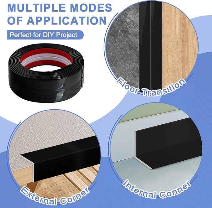 Wall Corner Protector Moulding Trim Peel and Stick Wall Corner Guards Trim Flexible Self Adhesive Edge Protector Moulding, 0.8 in x 10 Ft, Black