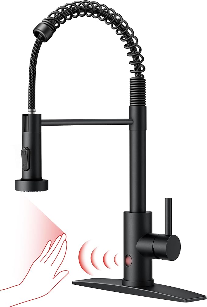 FORIOUS Black Touchless Kitchen Faucet, Hands-Free, High Arc Single Handle | by FORIOUS
