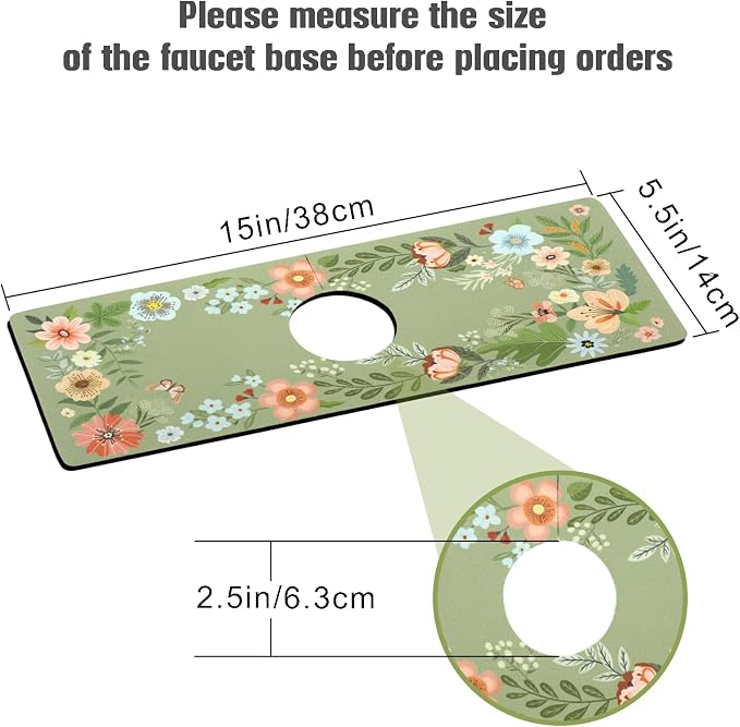 Sink Faucet Absorbing Mat, 2 Pack Drying Mat Around Faucet Sink Splash Guard - Image 2