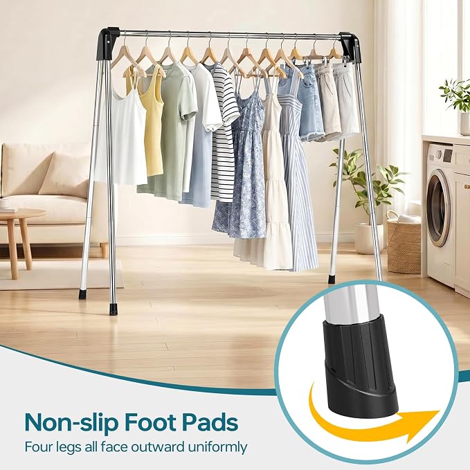 TOOLF 55 Inch Stainless Steel Collapsible Clothes Drying Rack | Drying Rack - Image 4