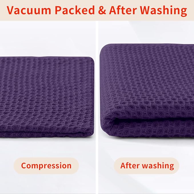 Homaxy 100% Cotton Waffle Weave Kitchen Dish Towels 8-Pack, Eggplant | 13 x 28 - Image 8