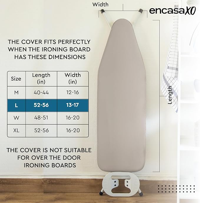 Encasa XO Ironing Board Cover and Pad, Large 54"x15" - Image 6
