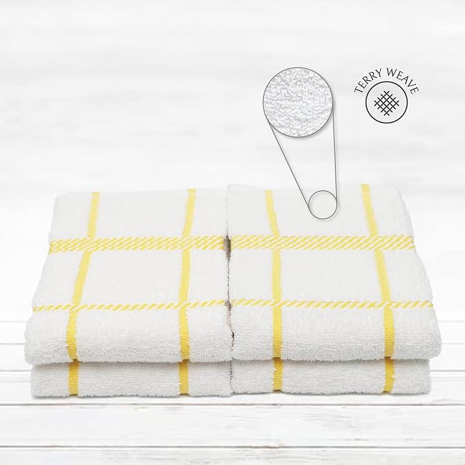 100% Cotton Terry Dish Towels, 4 Pack Checks, 16 x26 Inches, Super Soft and - Image 3