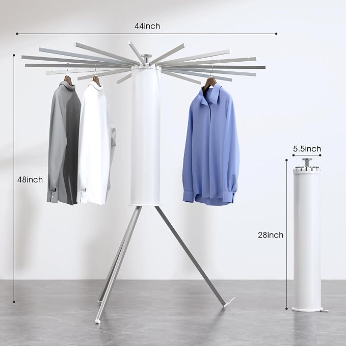 Heavy-Duty Aluminum Tripod Clothes Drying Rack, Reinforced Stable Design - Image 2
